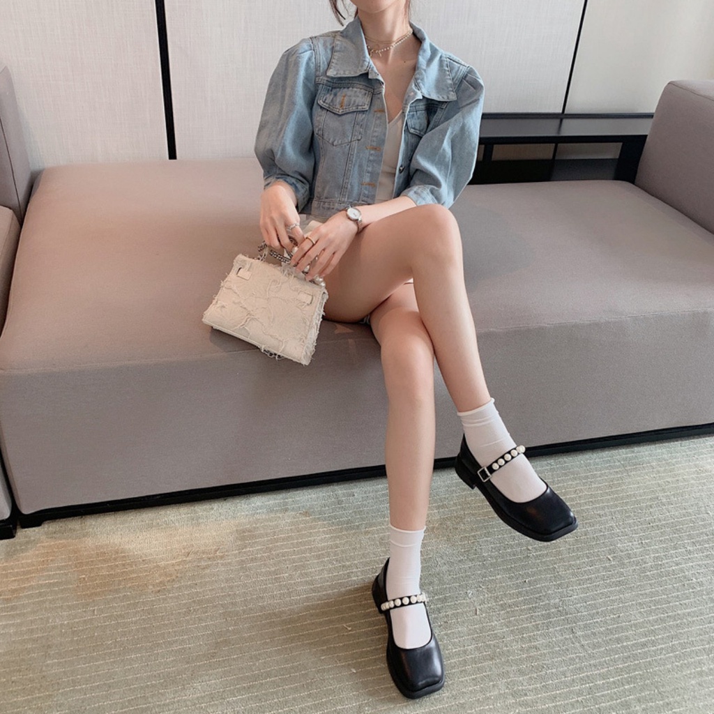 ZZ99- Giày marry quai ngọc đế hộp mũi vuông- hotrend( lolita quai ngọc)