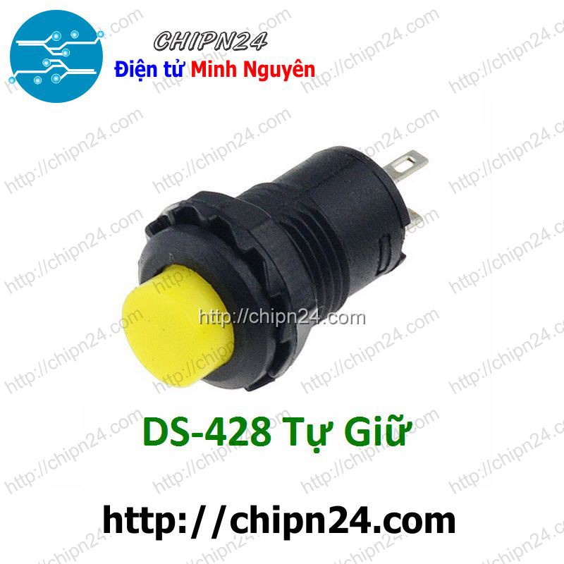 [2 CÁI] Nút nhấn Tự Giữ DS-428 Vàng (Đường kính 12MM)