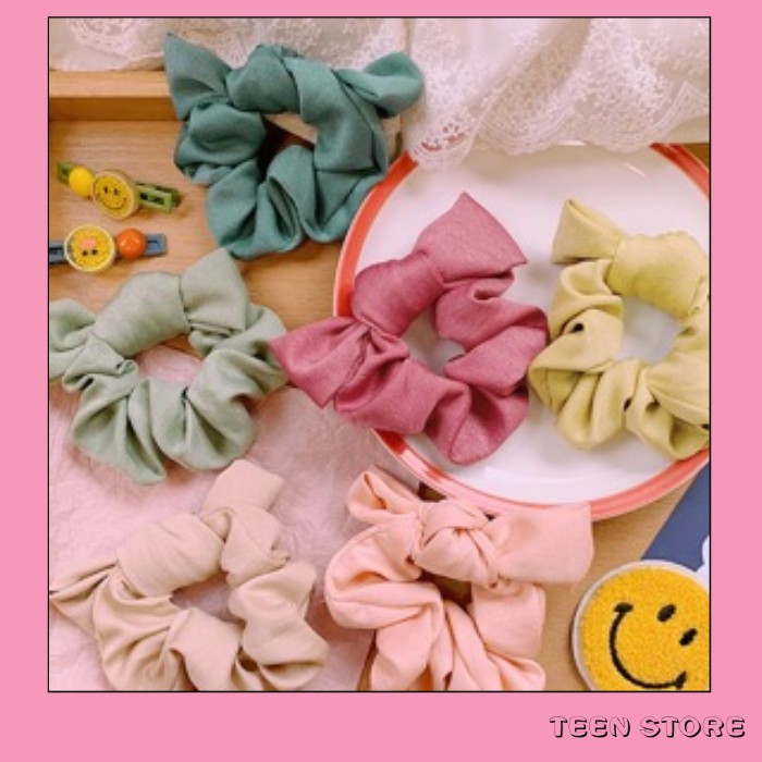 Buộc tóc scrunchies lụa kết nơ tiểu thư ulzzang