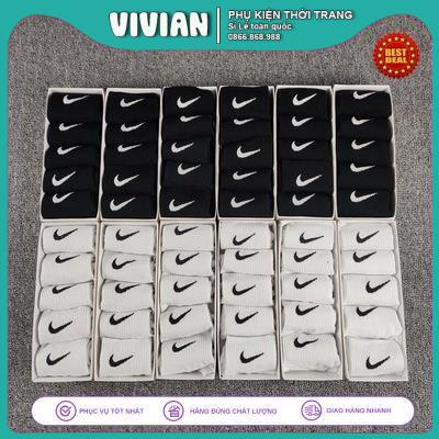 Vớ NIKE Cổ cao [ Hộp 5 đôi ] Tất dệt kim cao cổ, Hàng Cotton dày dặn, kháng khuẩn, thấm hút mồ hôi
