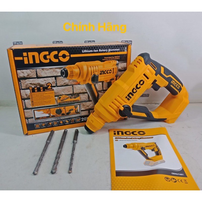 INGCO Máy khoan bê tông dùng pin Lithium 20V CRHLI1601 (Cam kết Chính Hãng 100%)
