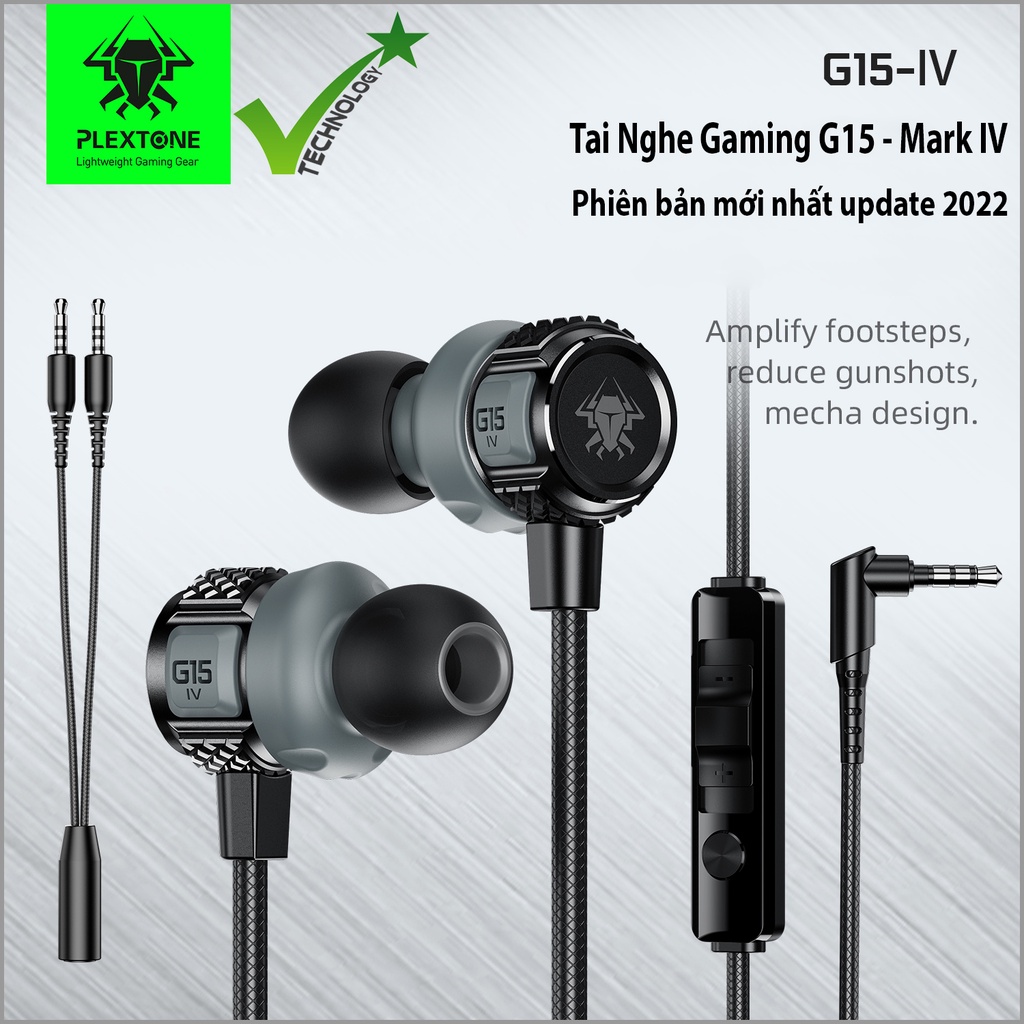 Tai nghe gaming nhét tai Plextone G15 Mark IV phiên bản 2022 - Chuyên game - có mic, chống ồn