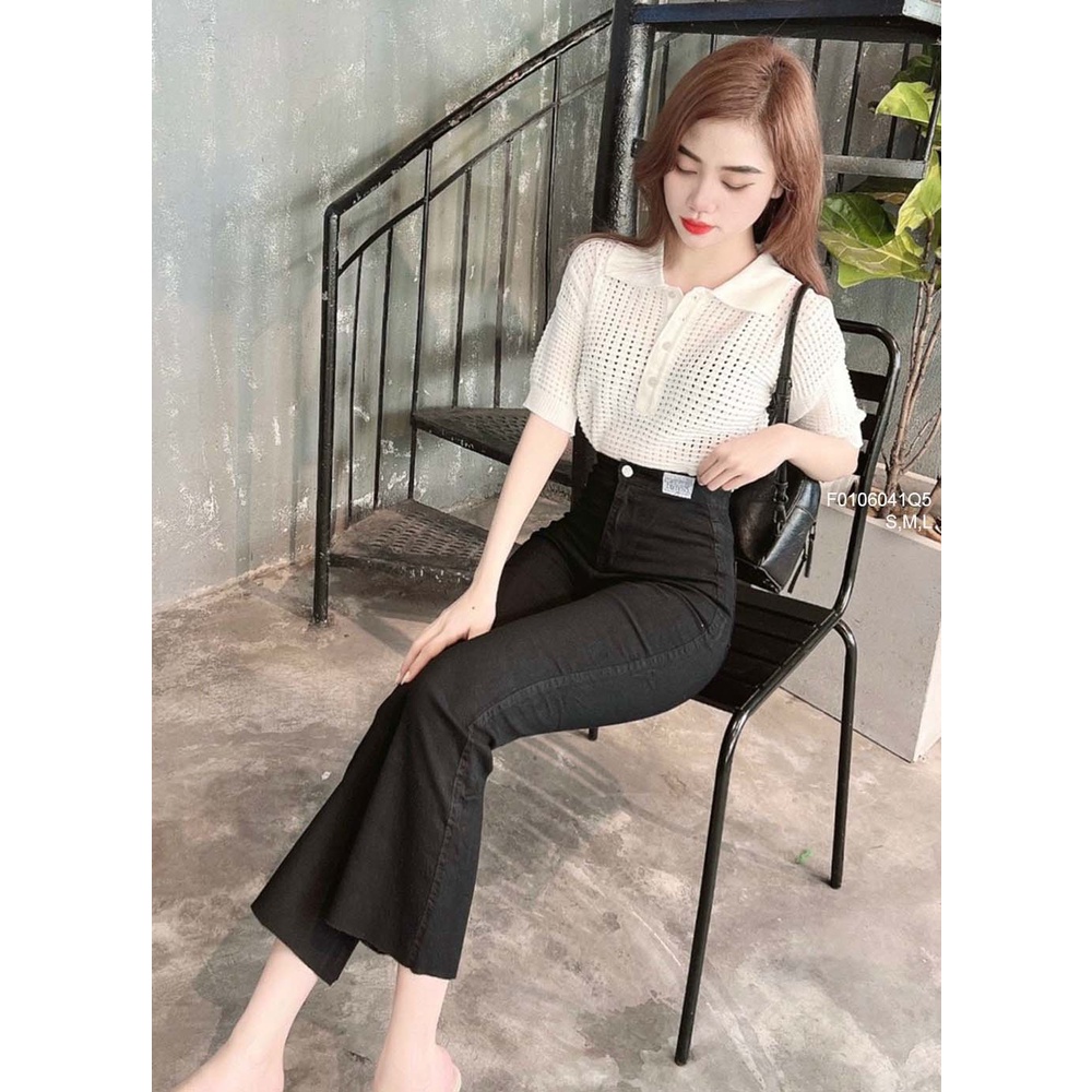 Quần jean đen dài ống pass lỡ lưng cao gắn mác tôn dáng!