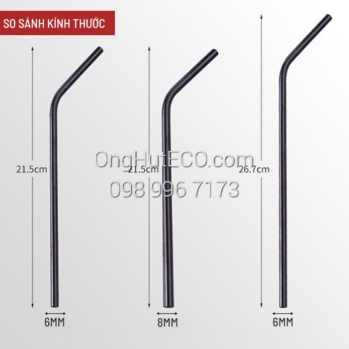 Ống Hút INOX 304 26.5cm Cho Bình Giữ Nhiệt, Ly YETI Kèm Cọ Rửa  - Nhiều Kiểu - Nhiều Màu