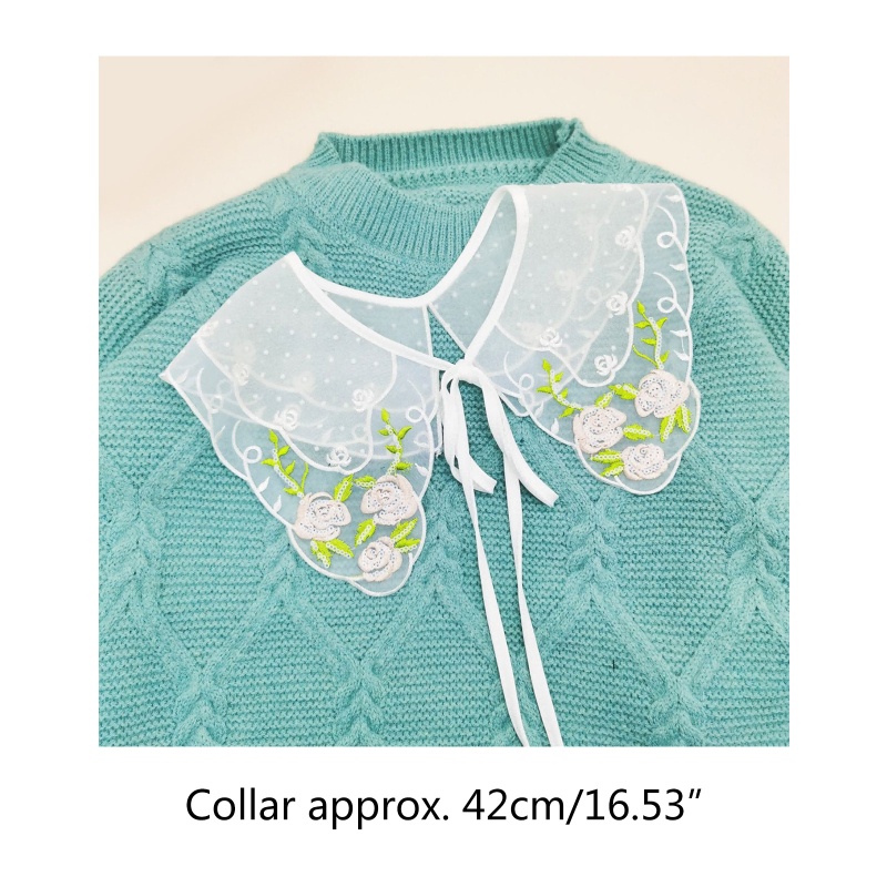 Cổ Áo Sơ Mi Giả Màu Trắng In Họa Tiết Hoa Có Thể Tháo Rời Thời Trang Cho Nữ