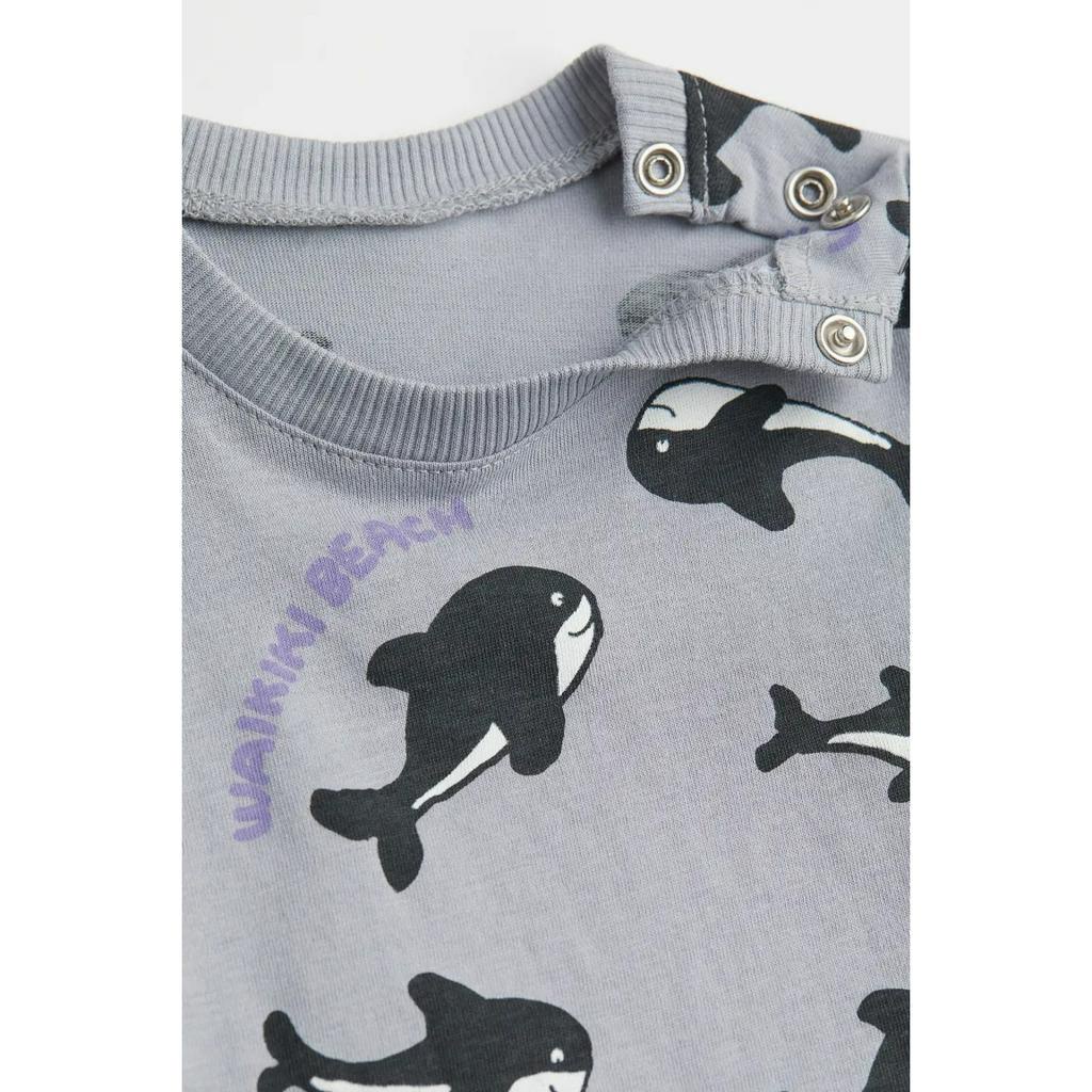 Set quần áo bé trai cá voi xám 0893061008 HM H&M_authentic US JP