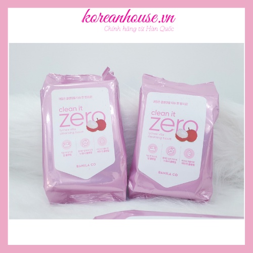 [Chính hãng] KHĂN TẨY TRANG CLEAN IT ZERO LYCHEE VITA CLEANSING TISSUE BANILA CO