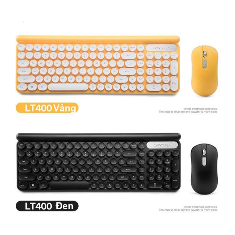 Bộ bàn phím chuột không dây LT-400 sạc pin dùng cho văn vòng, pc, laptop, tivi - AT