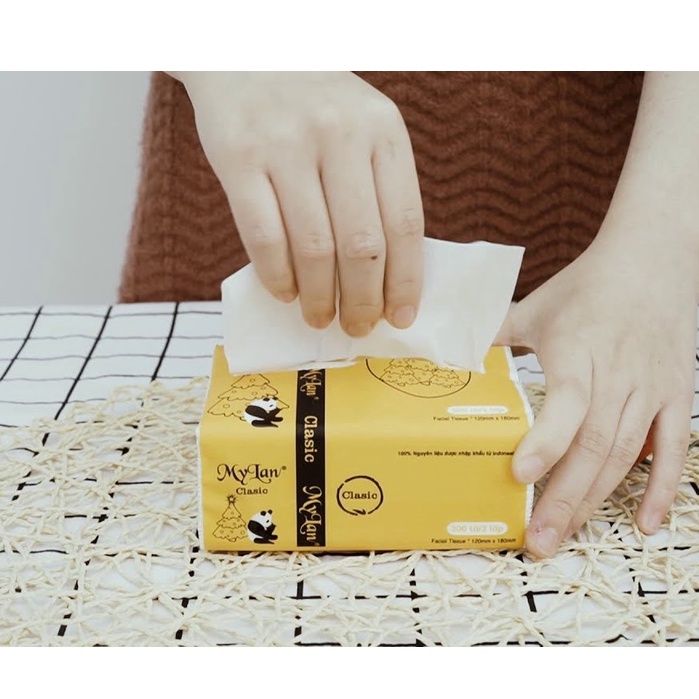 Combo 10 túi giấy lau GẤU TRÚC sợi tre siêu dai, an toàn (gói 300 tờ)-mylan