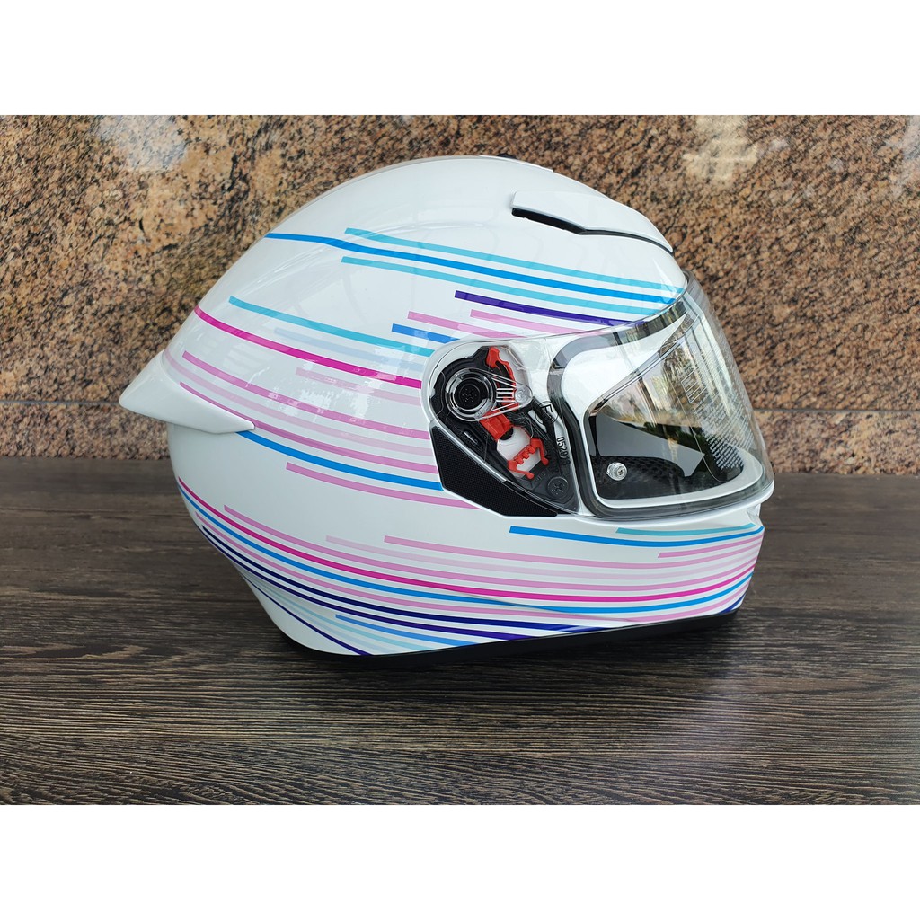 Nón K3 SV AGV ASIA FIT SAKURA PEARL WHITE/PURPLE