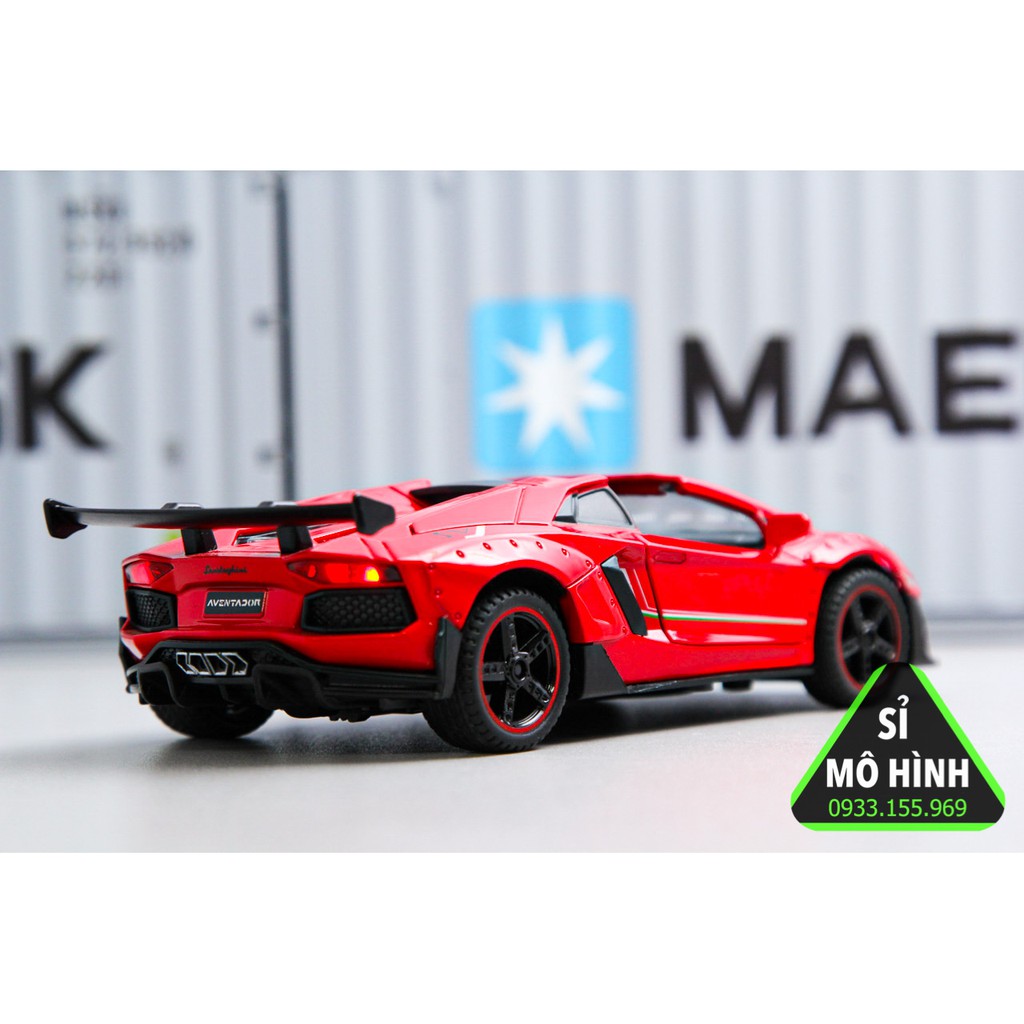 [ Sỉ Mô Hình ] Xe mô hình siêu xe Lambo Aventador SVJ mui trần 1:32 Đỏ