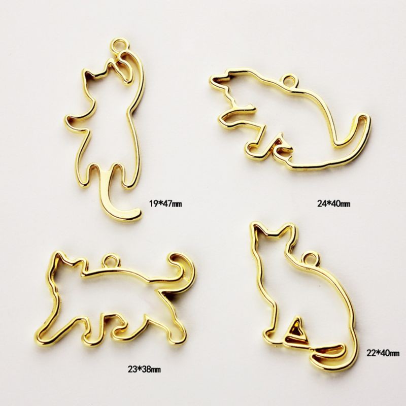 Set 11 khung kim loại hình mèo/cáo dùng làm đồ trang sức