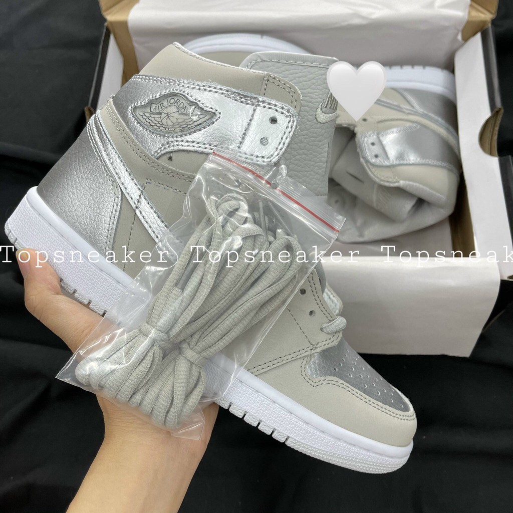 Giày Sneaker Jordan 1 Bạc Bóng
