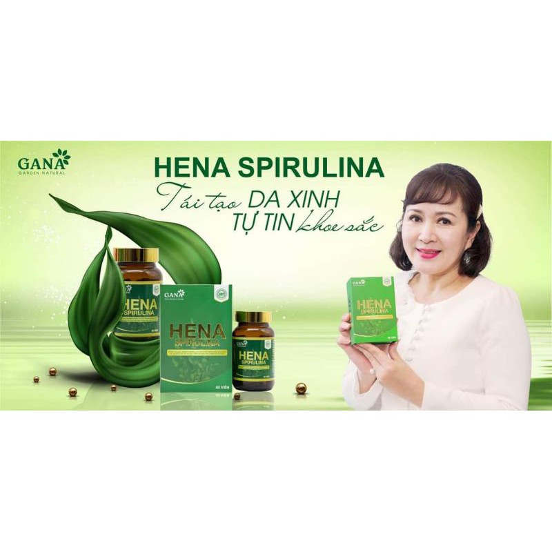 Tảo xoắn HENA, Hena Spirulina GANA hộp 60v tăng cường sức khỏe