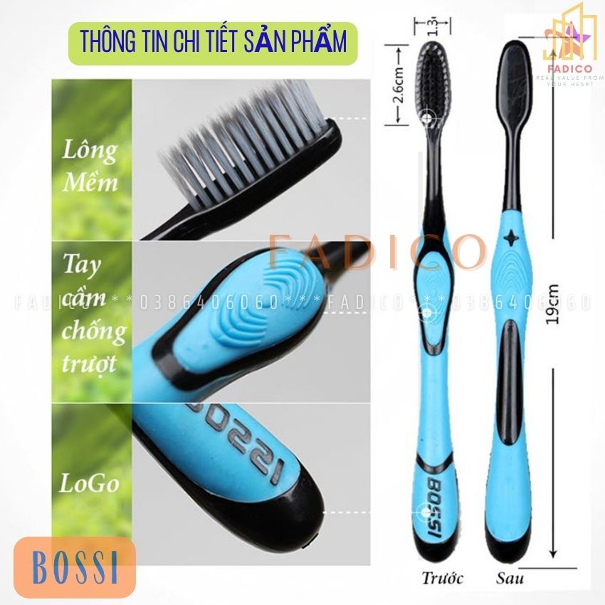 Bàn Chải Đánh Răng,Bàn Chải Than Tre Hoạt Tính Bossi Hàn Quốc,An Toàn Tuyệt Đối Cho Sức Khỏe-FADICO