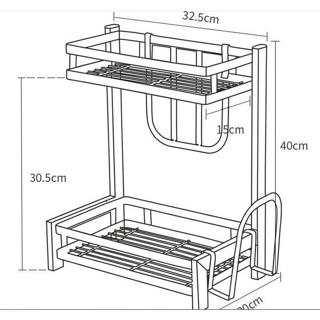 Kệ inox 2 tầng đựng gia vị nhà bếp MS 1777 , kệ đựng đồ nhà bếp đa năng