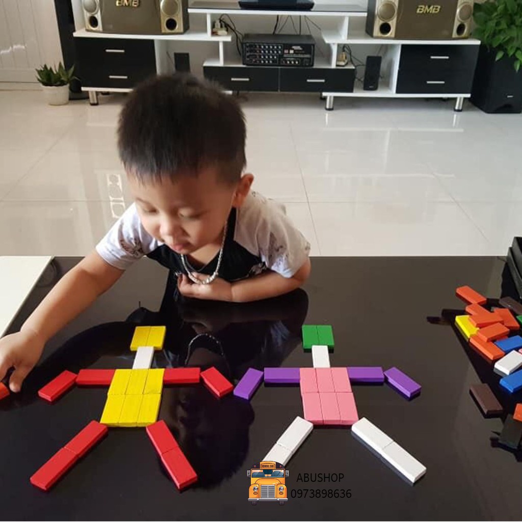 Đồ chơi trẻ em Domino - Đồ chơi xếp hình sáng tạo trẻ em an toàn bền nhẵn, Trò chơi 100 thanh