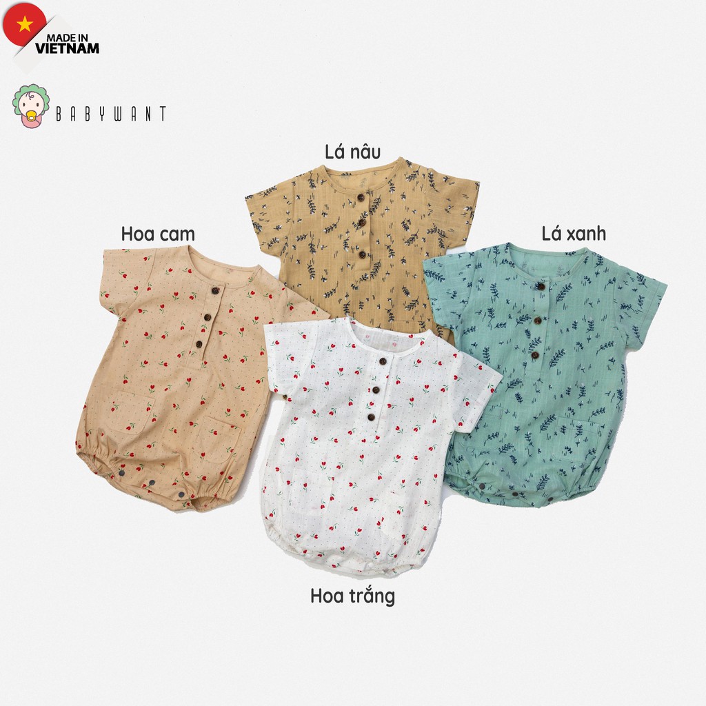 Bodysuit cho bé họa tiết nhí chất liệu đũi từ 5 đến 13kg