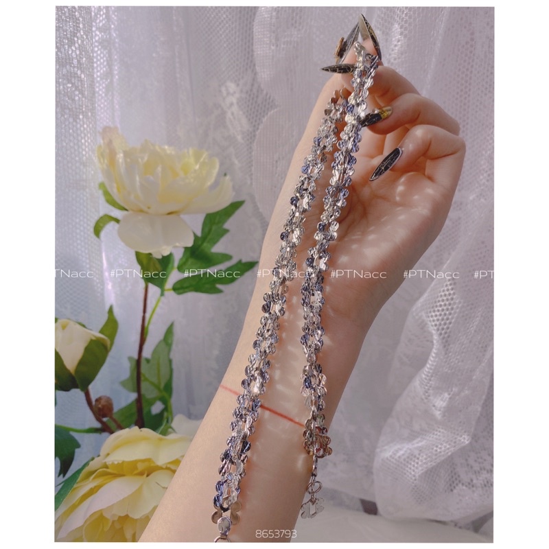 Các mẫu lắc tay xoắn lá, lắc xoắn hoa mai xi bạch kim nhiều size, điều chỉnh kích thước theo size tay .PTNACC.