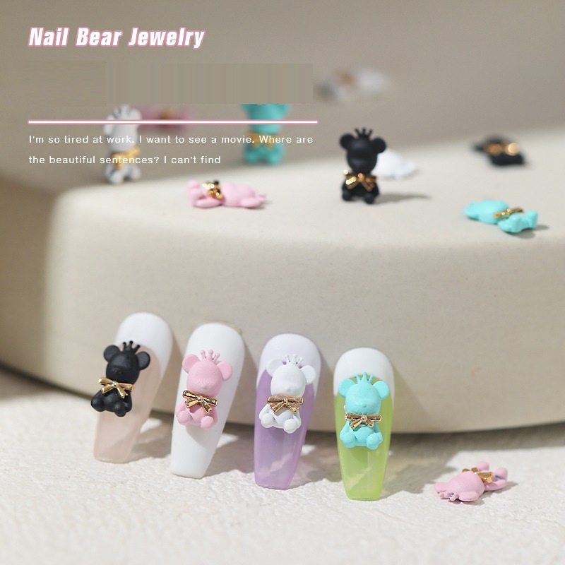 1 Cái Charm Nail Gấu Vương Miện Nhiều Màu - Vani Store [KIRA00103]