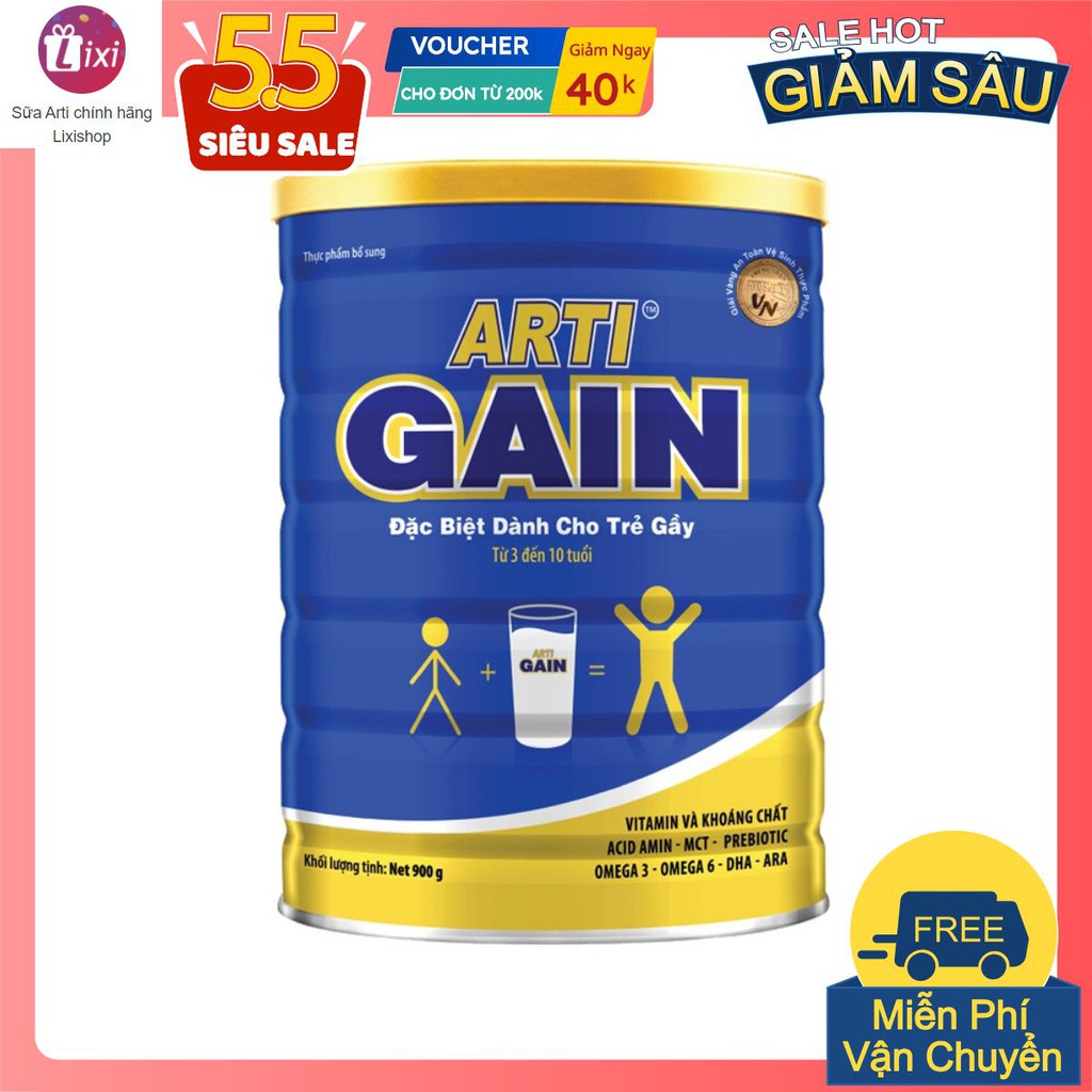 (Chương trình trợ giá) Sữa Arti Gain 900G - Tăng cân hiệu quả cho trẻ gầy - chính hãng