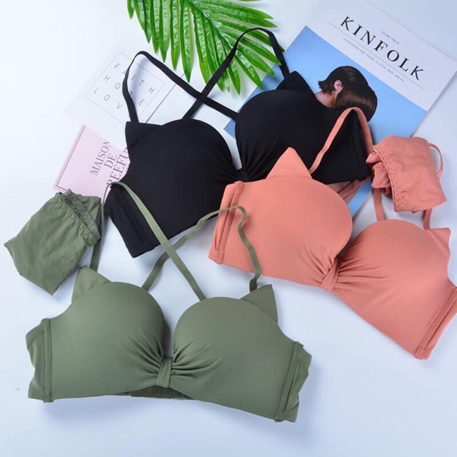 Set Bộ Đồ Lót Tai Mèo Su Ôm Nâng - Bộ lót Tai mèo thun lạnh dễ thương