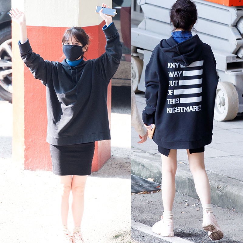 ÁO HOODIE NỈ DA CÁ IN CHỮ GIÔNG IU + ẢNH THẬT