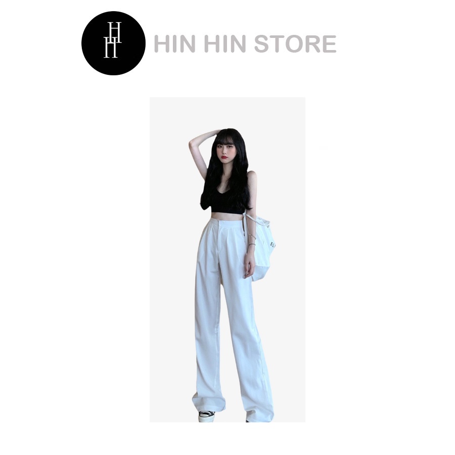 [Mã BMBAU50 giảm 50K đơn 150K] Quần kaki lưng cao ống rộng màu trắng HQD39 Hỉn Hỉn Store