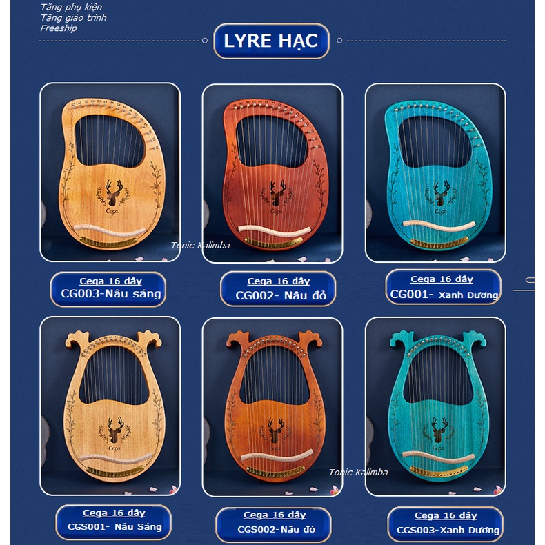 [LYRE 16 DÂY CEGA TRÒN] Đàn hạc cầm tay LYRE HARP CEGA-IM023 đày đủ phụ kiện 16 DÂY Âm vang phím chuẩn