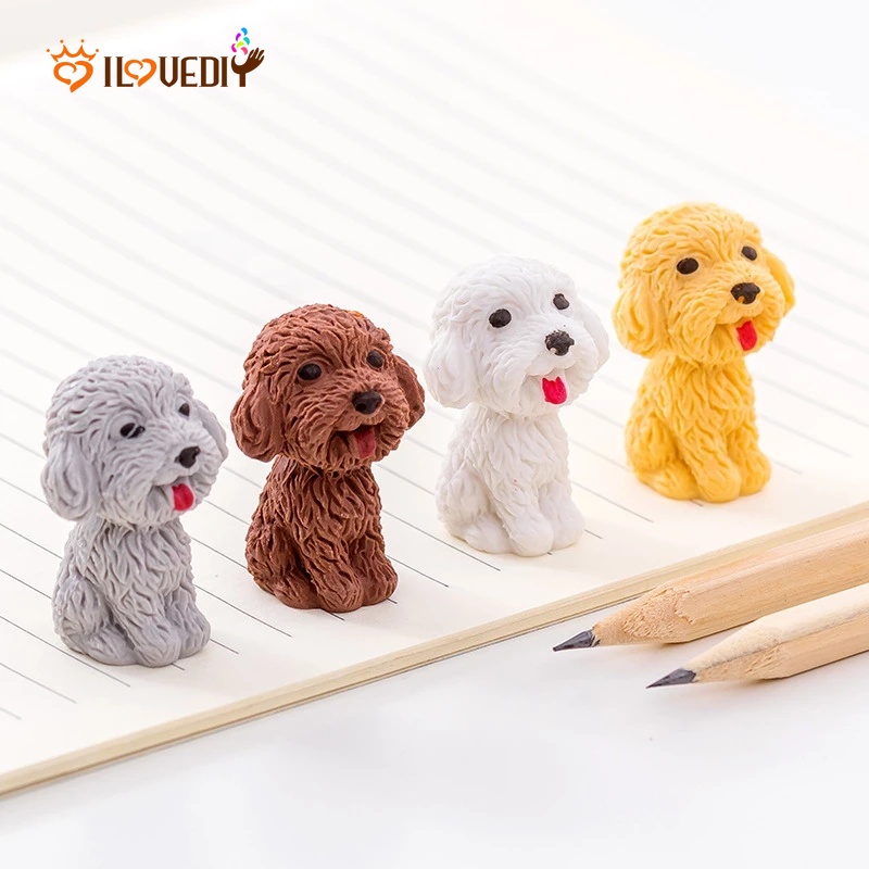 Bộ 1/2 Cục Tẩy Hình Chú Chó Teddy Hoạt Hình 3.5*2.5CM Mini