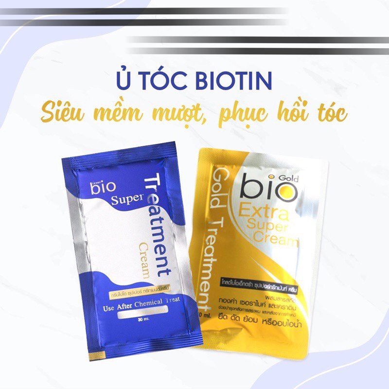 Kem ủ tóc collagen Biotin siêu mềm mượt, phục hồi tóc hư tổn 30ml . hấp ủ tóc bi o vàng xanh