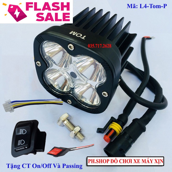 Đèn Trợ Sáng L4 TOM XML 2 Tặng Công Tắc On-Off và Passing Xịn - L4Z