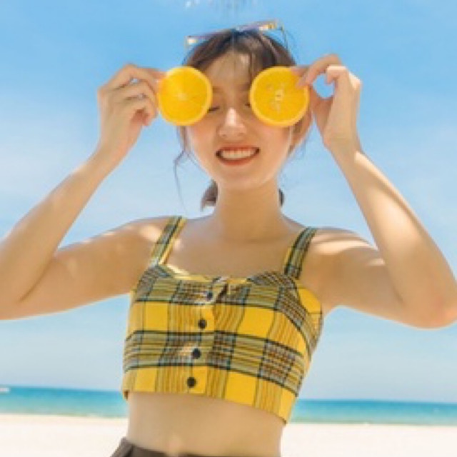 Áo 2 dây croptop - Tartan Croptop kẻ sọc