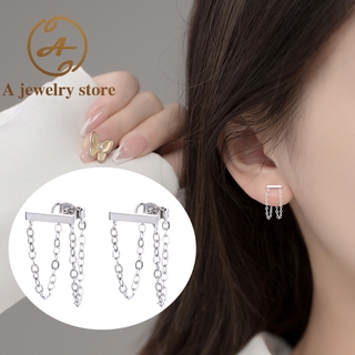 Khuyên tai nữ phối dây xích độc đáo