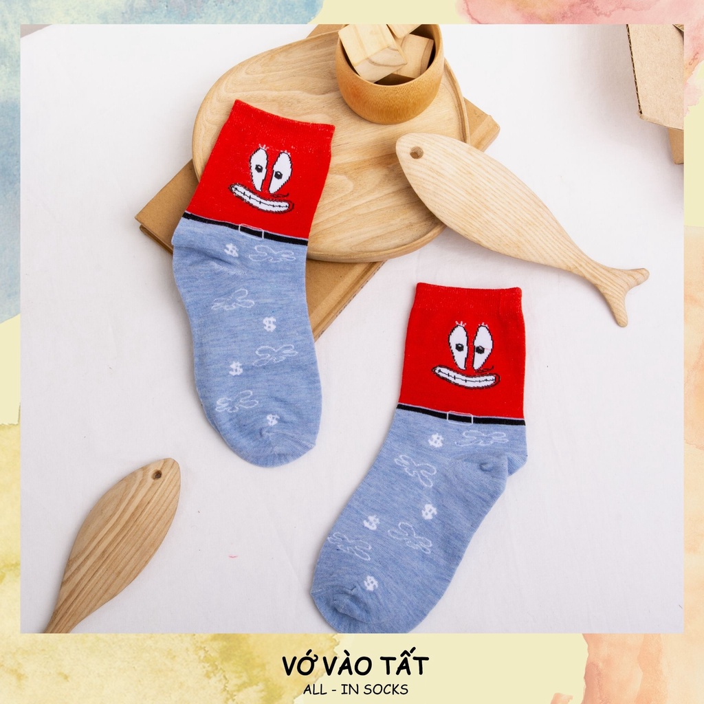 TẤT VỚ UNISEX NAM NỮ CỔ CAO HOẠT HÌNH BỌT BIỂN