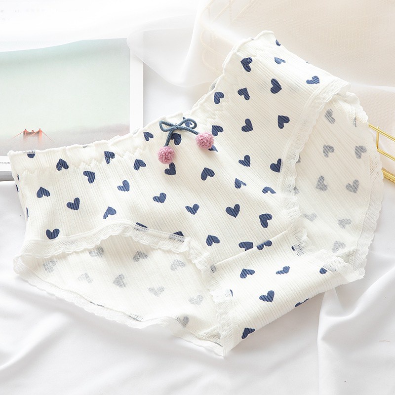 QUẦN LÓT NỮ ❤️FREESHIP❤️ Quần lót Nữ Cotton gân tăm tông xanh cạp bèo dễ thương mẫu 1788