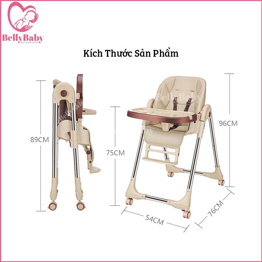 Ghế Ăn Dặm BellyBaby Lux01 [Trang Bị Bánh Xe], [Gấp Gọn] - Điều Chỉnh Tư Thế Đa Dạng