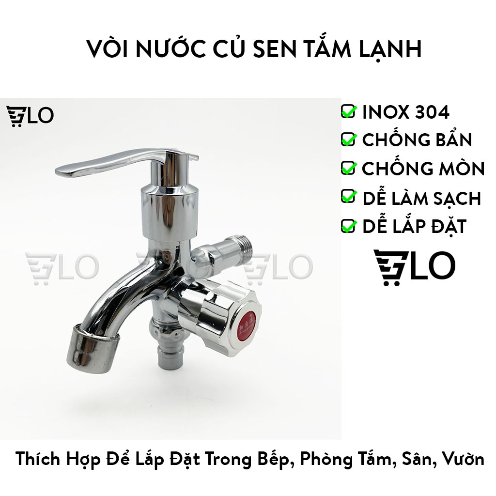 Vòi Nước Củ Sen Tắm Lạnh Inox 304