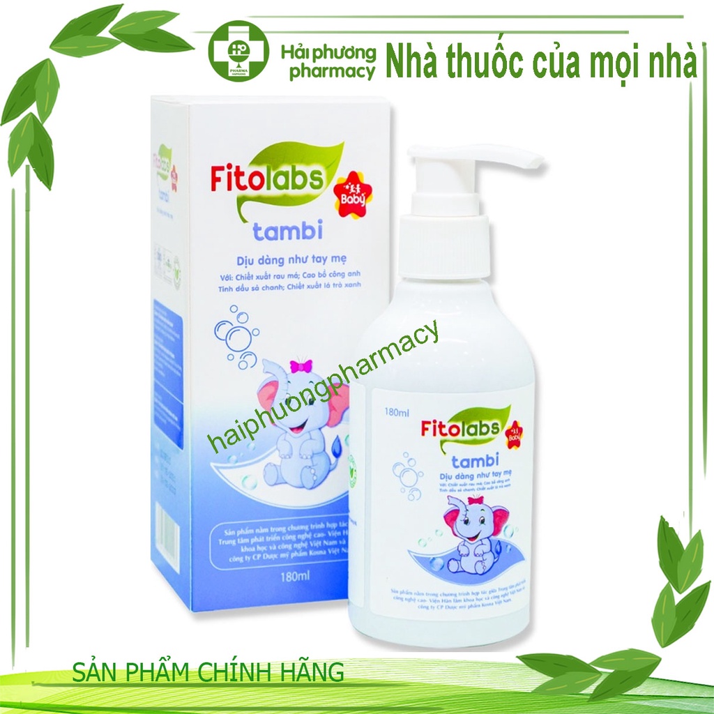 Nước Tắm Gội Thảo Dược Fitolabs Tambi Cho Bé An Toàn, Dịu Nhẹ Giúp Làm Sạch Da, Duy Trì Độ Ẩm Tự Nhiên Chai 180ml
