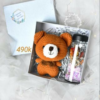 Quà tặng người yêu, sinh nhật, 8/3, 20/10, Hộp hoa gấu len HANDMADE LOVE