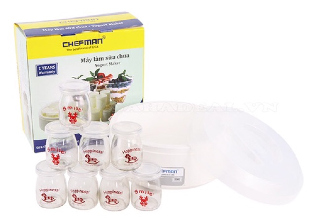 Máy Làm Sữa Chua Chefman gồm 8 Cốc Thủy Tinh