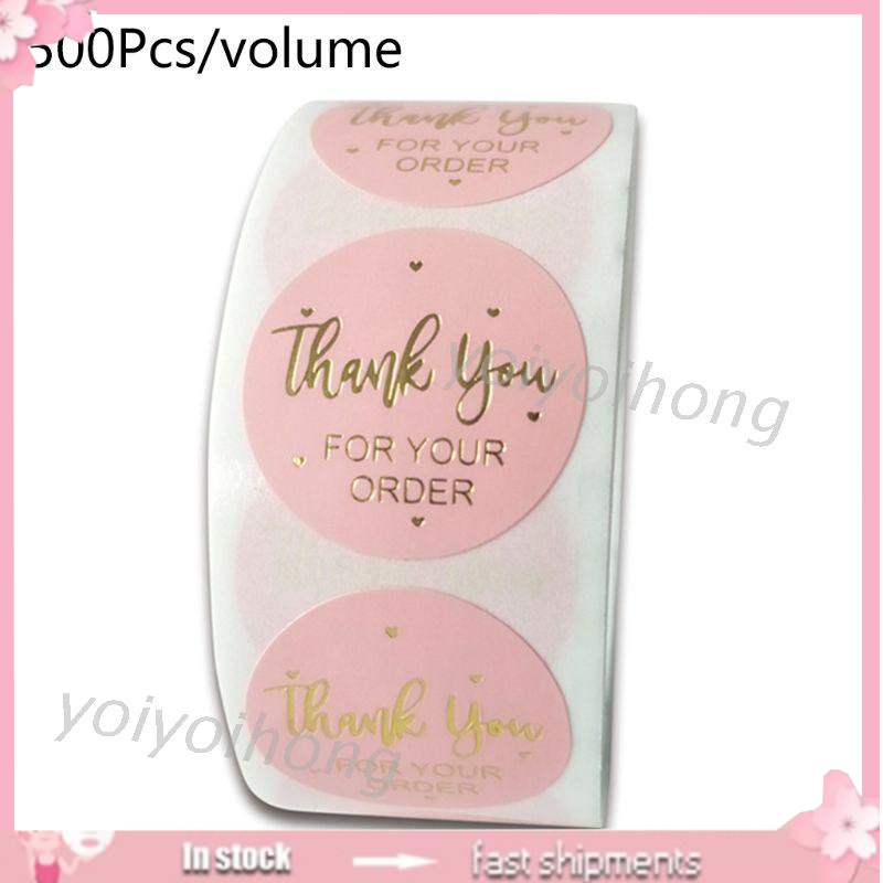 500pcs Thank You for Your Order Stickers with Gold Foil Round Seal Label Handmae
