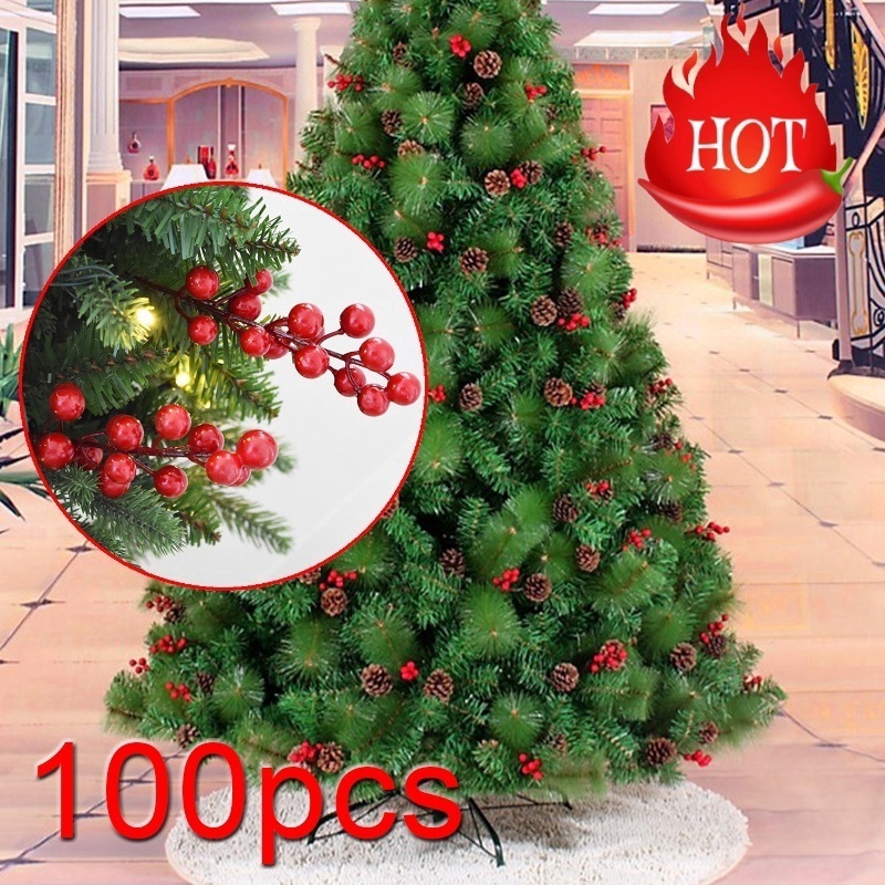 Set 50/100 quả cherry đỏ nhân tạo trang trí giáng sinh DIY