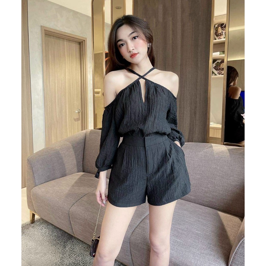 Sét Bộ Đùi Tay Rớt Vai Dây Cổ Cao Cấp Thời Trang Nữ Sam Closet Free Size 40-55kg