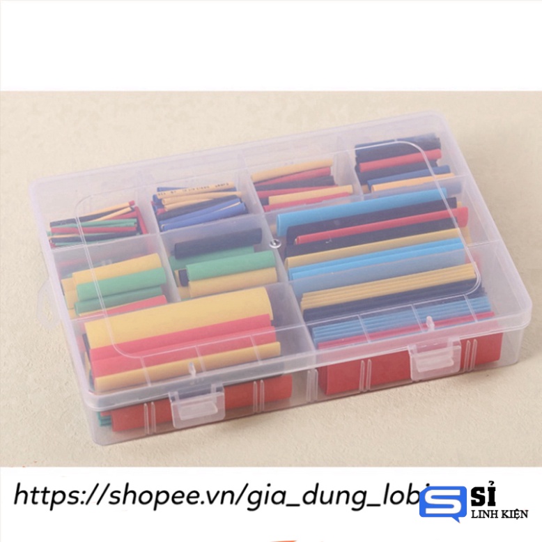 Ống co nhiệt nhiều kích tấc hộp 328 cái, ống Polyolefin co nhiệt dùng để triển khai bọc cách điện cho dây bộ 2:1