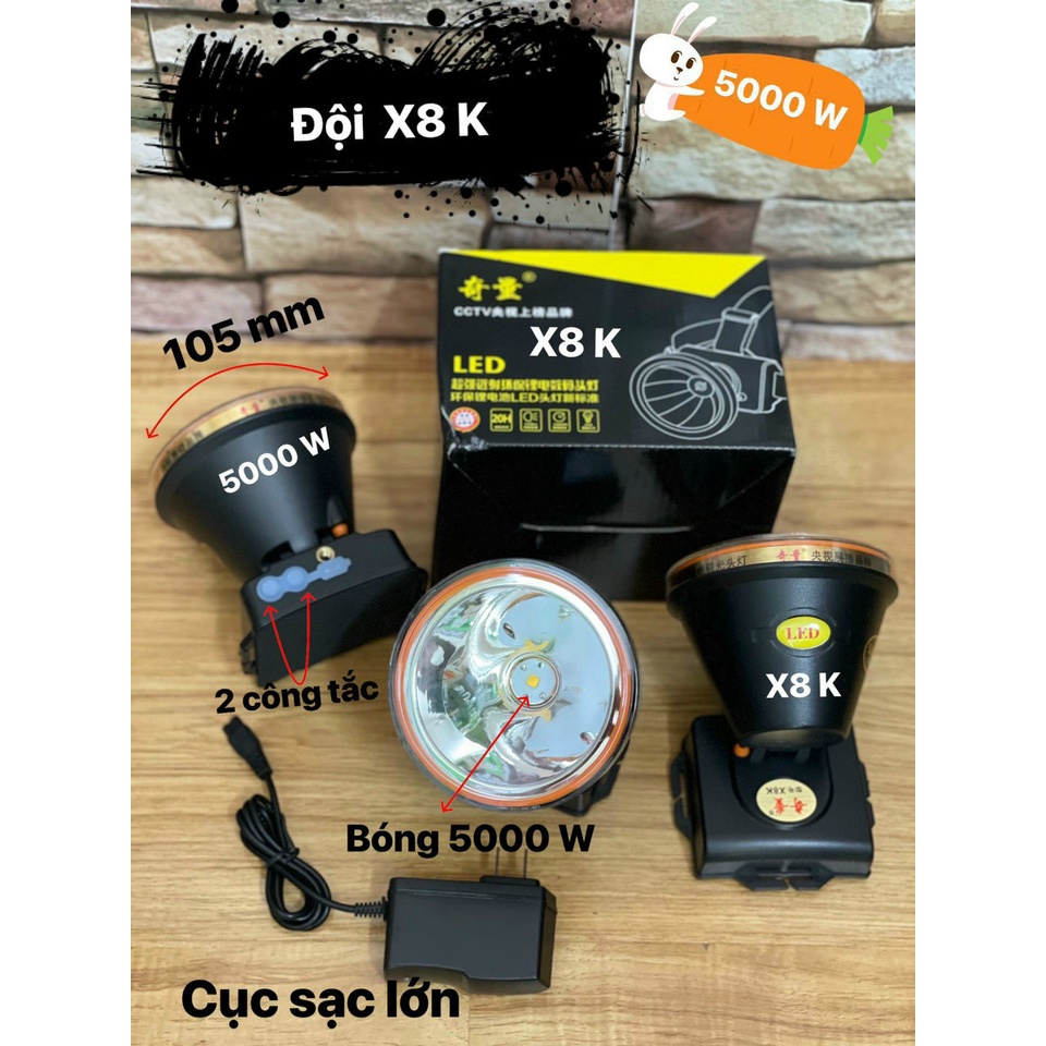 Đèn PIN Đội Đầu Công Suất Lớn Chống Nước, Soi Ếch, Đi Rừng, Đi Mưa Công Suất Cao 5000W