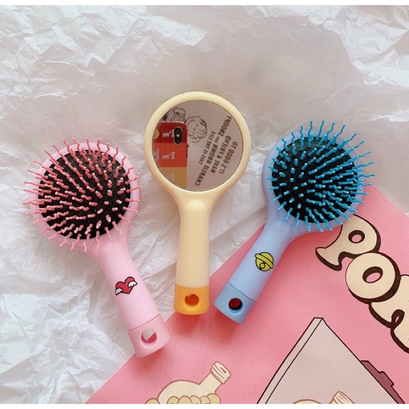 Lược kèm gương 2 trong 1 tiện lợi dành cho các bạn nữ - gương kèm lược chải tóc chống rối chống rụng tóc