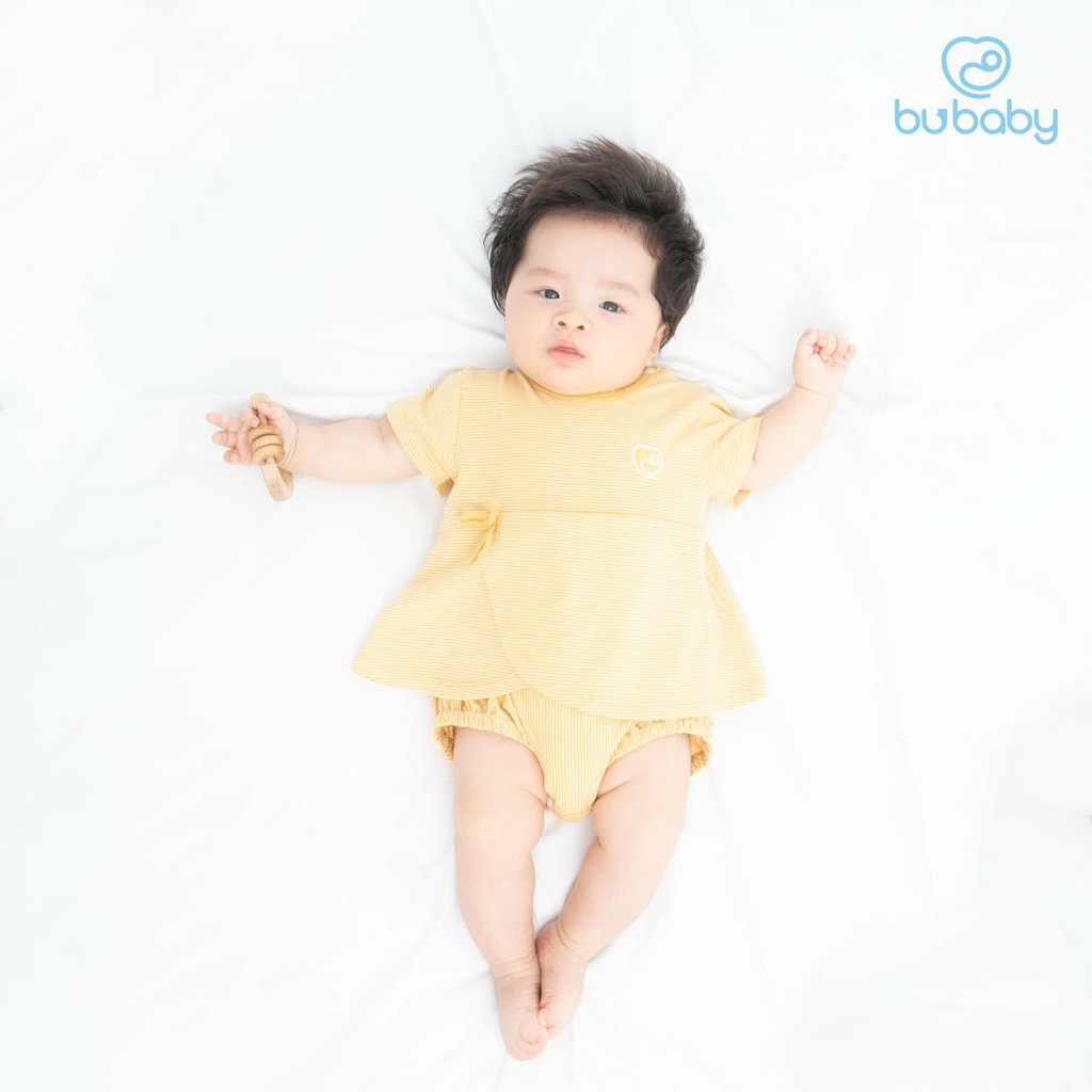 Bu Baby Body Chip Ngắn Tay Cài Vai Sợi Tre Thấm Hút Mồ Hôi Cho Bé Gái