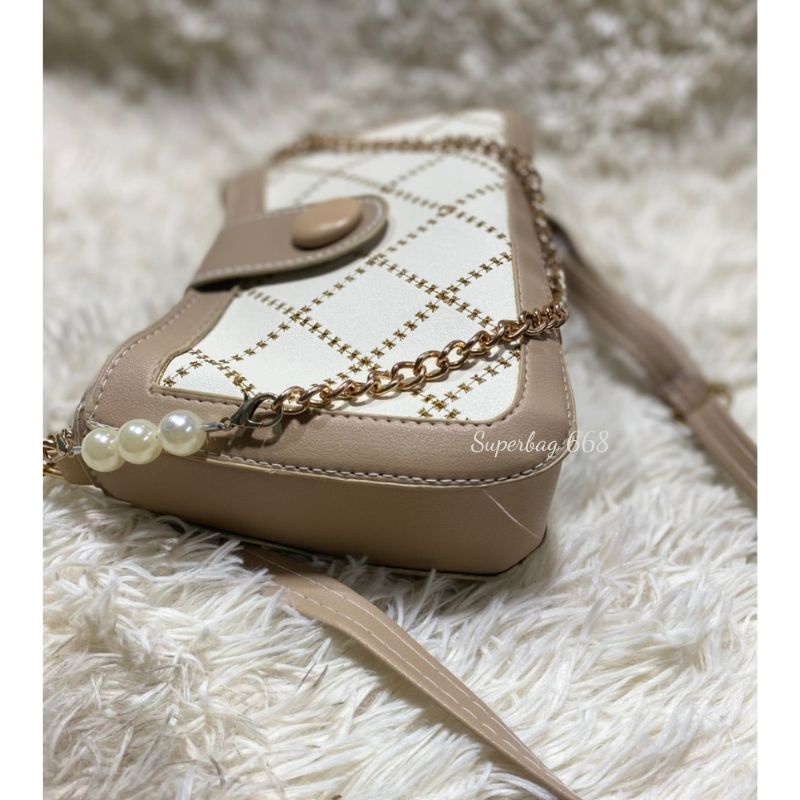 Túi xách đeo chéo nữ đẹp đi chơi 2 dây da thêu trần trám HQ 419