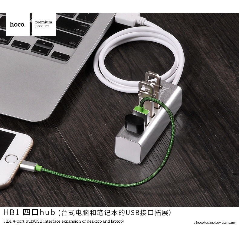 Hub Chia 4 Cổng USB Hoco HB1 Ổn Định Truyền Dữ Liệu Hàng Chính Hãng